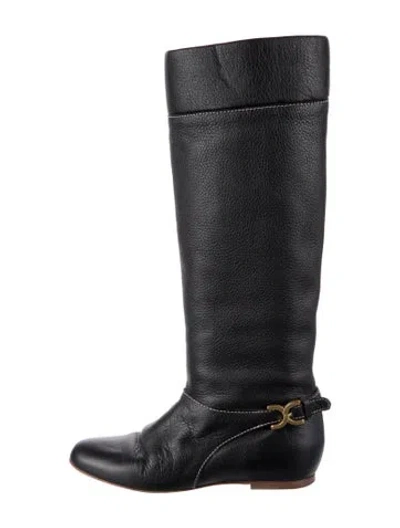Pre-owned Chloé Leather Riding Boots In Black