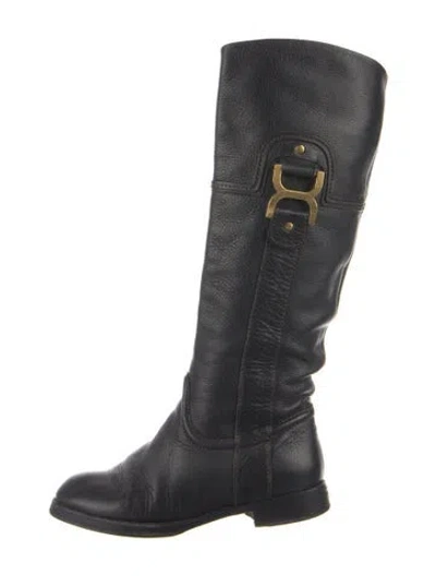 Pre-owned Chloé Leather Riding Boots In Black