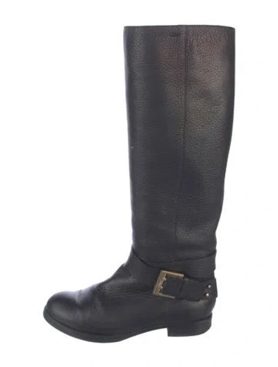 Pre-owned Chloé Leather Riding Boots In Blue