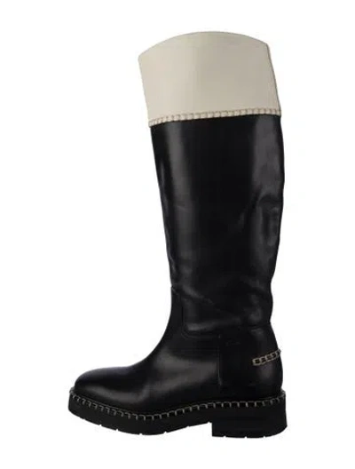 Pre-owned Chloé Leather Riding Boots In Blue