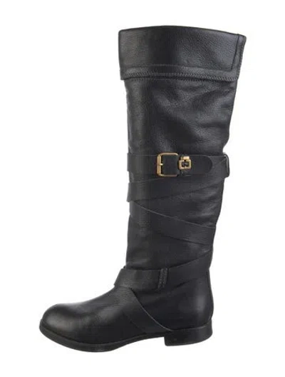 Pre-owned Chloé Leather Riding Boots In Blue