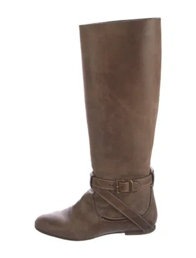 Pre-owned Chloé Leather Riding Boots In Brown