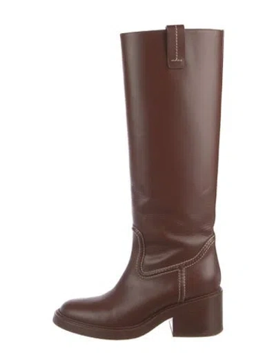 Pre-owned Chloé Leather Riding Boots In Brown