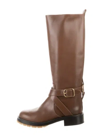 Pre-owned Chloé Leather Riding Boots In Brown