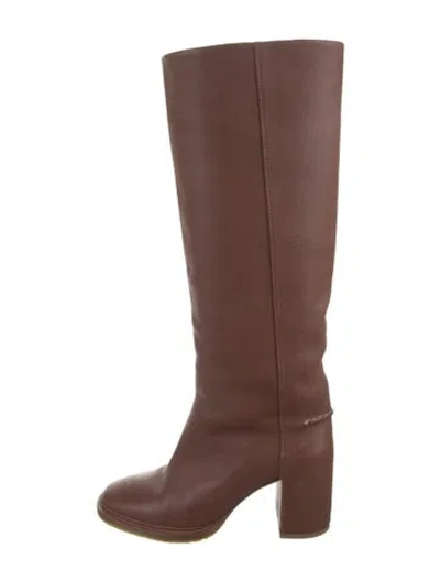 Pre-owned Chloé Leather Riding Boots In Brown