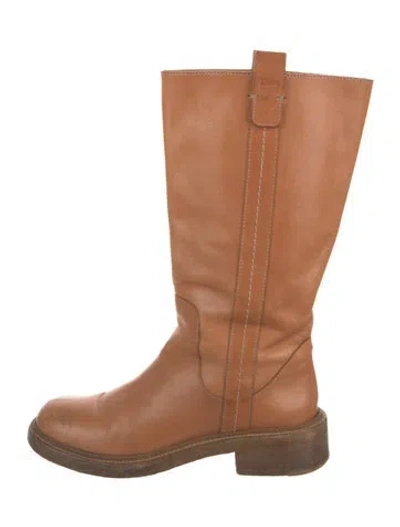 Pre-owned Chloé Leather Riding Boots In Brown