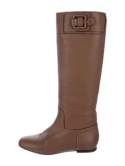 Pre-owned Chloé Leather Riding Boots In Brown