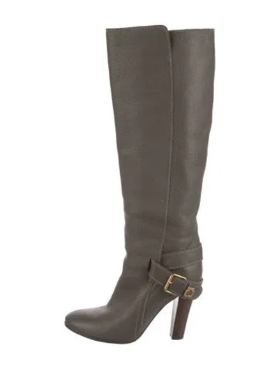 Pre-owned Chloé Leather Riding Boots In Neutral