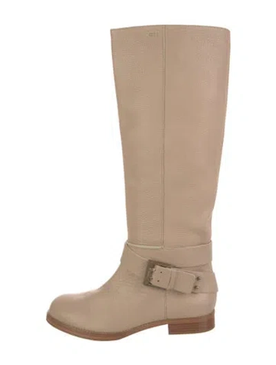 Pre-owned Chloé Leather Riding Boots In Neutral