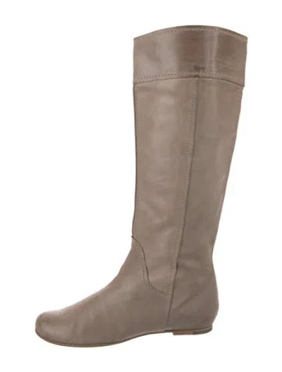 Pre-owned Chloé Leather Riding Boots In Neutral