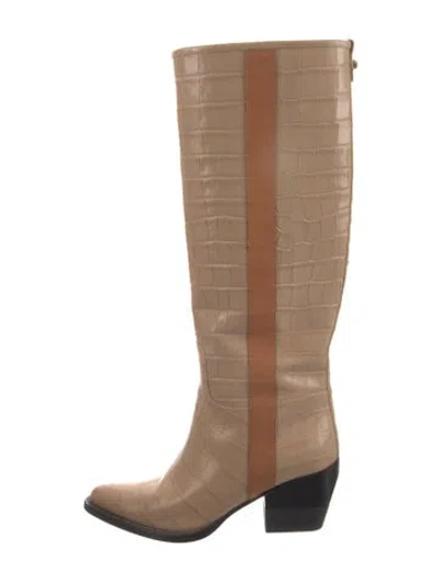 Pre-owned Chloé Leather Riding Boots In Neutral