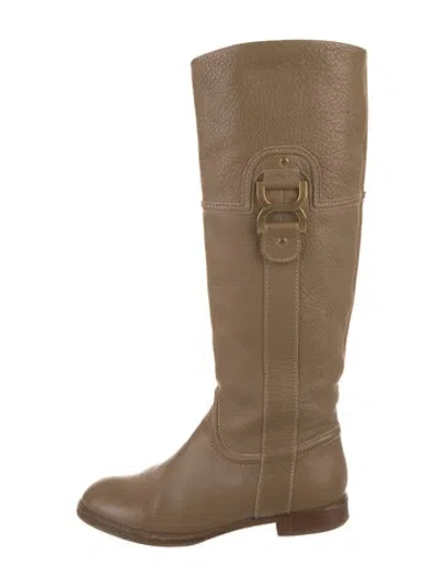Pre-owned Chloé Leather Riding Boots In Neutral