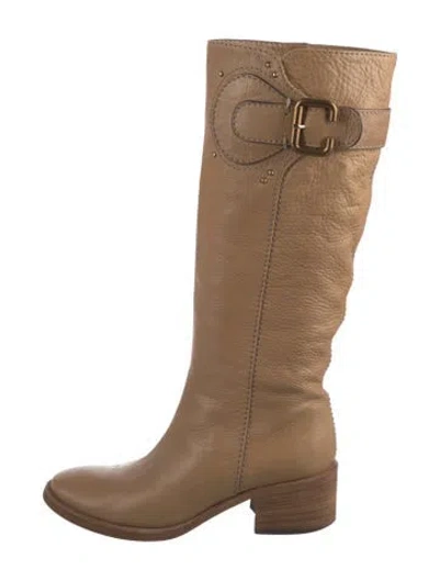 Pre-owned Chloé Leather Riding Boots In Neutrals
