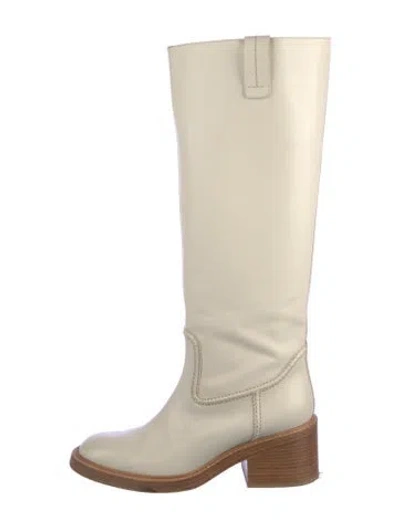 Pre-owned Chloé Leather Riding Boots In White