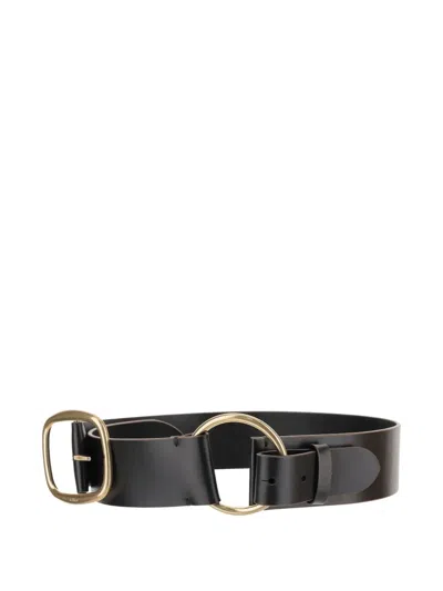 CHLOÉ LEATHER ROUNDED-BUCKLE BELT