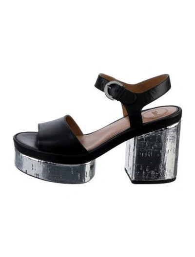 Pre-owned Chloé Leather Sandals In Silver