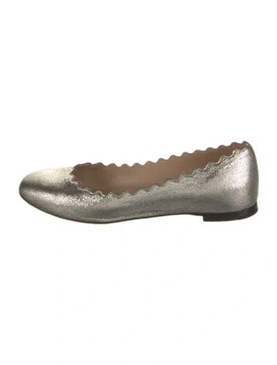 Pre-owned Chloé Leather Scalloped Accent Ballet Flats