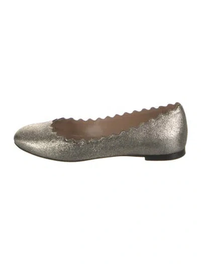 Pre-owned Chloé Leather Scalloped Accent Ballet Flats