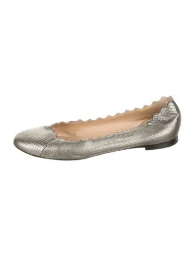 Pre-owned Chloé Leather Scalloped Accent Ballet Flats