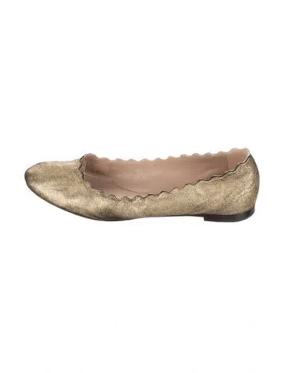 Pre-owned Chloé Leather Scalloped Accent Ballet Flats