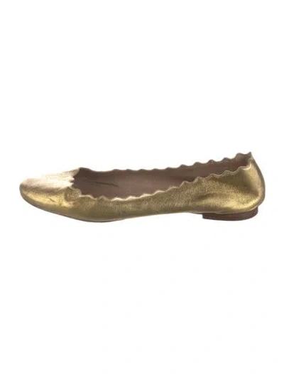 Pre-owned Chloé Leather Scalloped Accent Ballet Flats