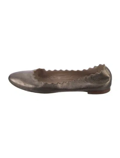 Pre-owned Chloé Leather Scalloped Accent Ballet Flats