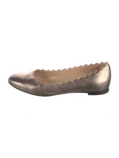 Pre-owned Chloé Leather Scalloped Accent Ballet Flats