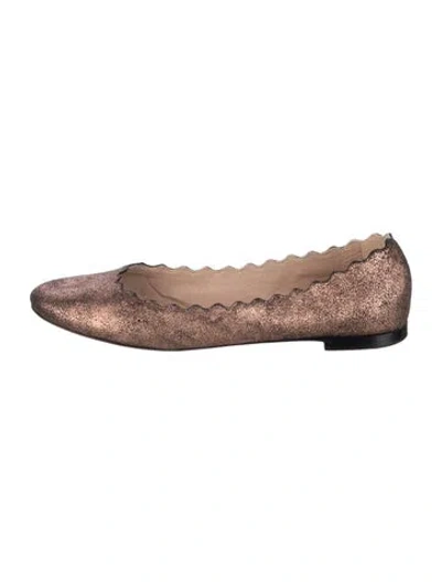 Pre-owned Chloé Leather Scalloped Accent Ballet Flats