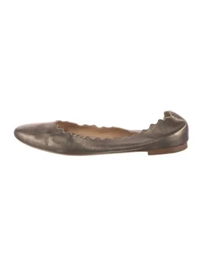 Pre-owned Chloé Leather Scalloped Accent Ballet Flats