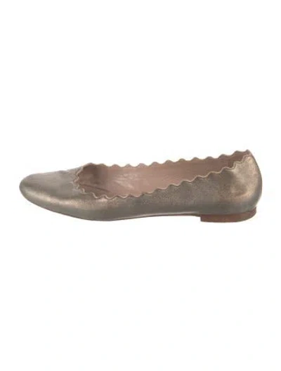 Pre-owned Chloé Leather Scalloped Accent Ballet Flats