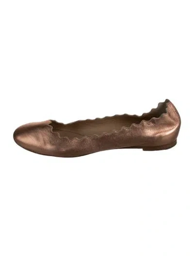 Pre-owned Chloé Leather Scalloped Accent Ballet Flats