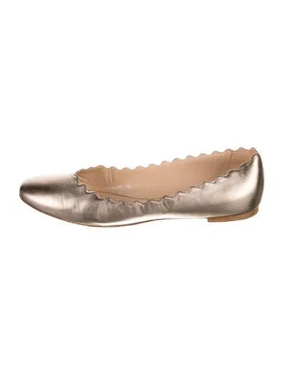 Pre-owned Chloé Leather Scalloped Accent Ballet Flats
