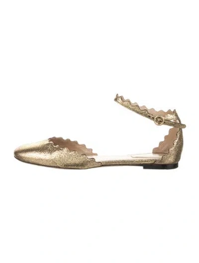 Pre-owned Chloé Leather Scalloped Accent Ballet Flats