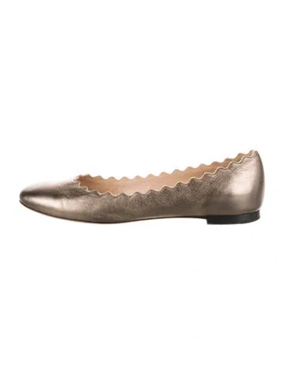 Pre-owned Chloé Leather Scalloped Accent Ballet Flats In Multi
