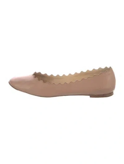 Pre-owned Chloé Leather Scalloped Accent Ballet Flats In Pink