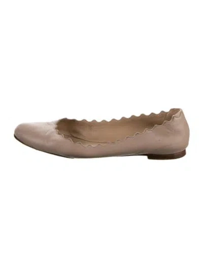 Pre-owned Chloé Leather Scalloped Accent Ballet Flats In Pink