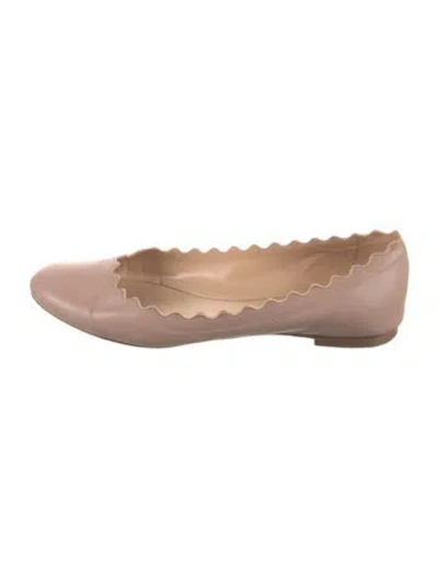 Pre-owned Chloé Leather Scalloped Accent Ballet Flats In Pink