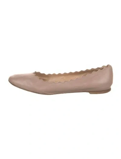 Pre-owned Chloé Leather Scalloped Accent Ballet Flats In Pink
