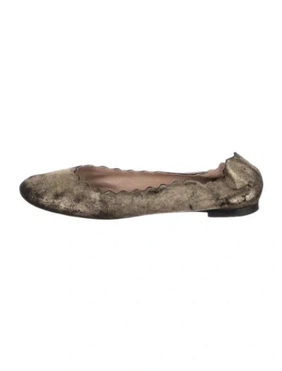 Pre-owned Chloé Leather Scalloped Accent Ballet Flats In Transparent