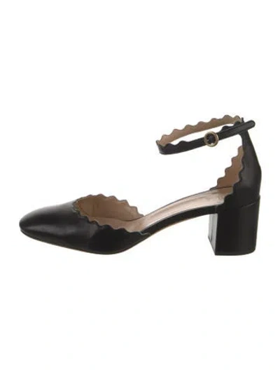 Pre-owned Chloé Leather Scalloped Accent D'orsay Pumps In Black