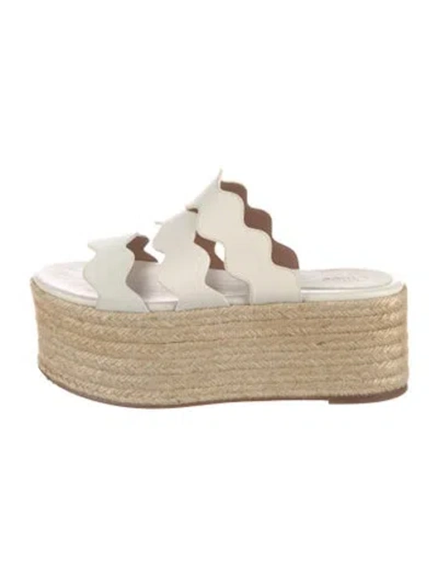 Pre-owned Chloé Leather Scalloped Accent Espadrilles In Neutral