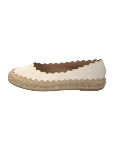 Pre-owned Chloé Leather Scalloped Accent Espadrilles In White