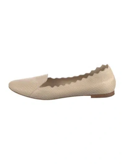 Pre-owned Chloé Leather Scalloped Accent Flats In Brown