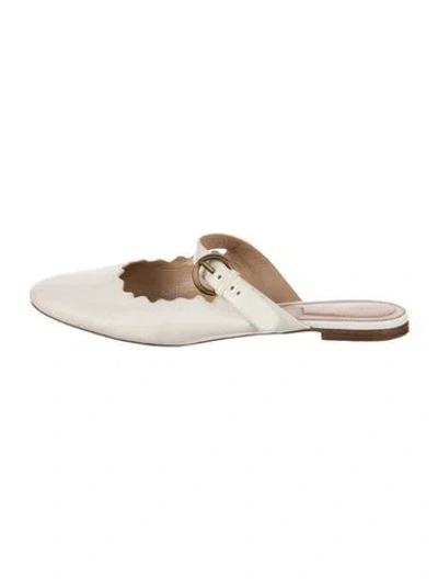 Pre-owned Chloé Leather Scalloped Accent Mules In White