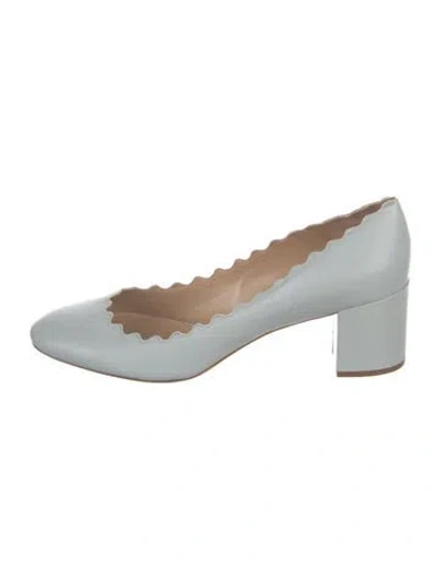 Pre-owned Chloé Leather Scalloped Accent Pumps In Blue