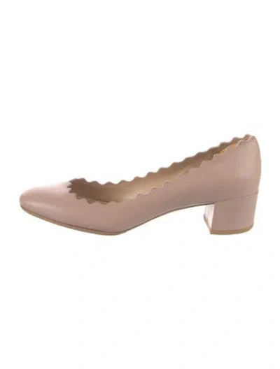 Pre-owned Chloé Leather Scalloped Accent Pumps In Neutral