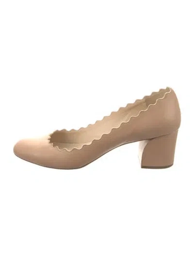 Pre-owned Chloé Leather Scalloped Accent Pumps In Neutral