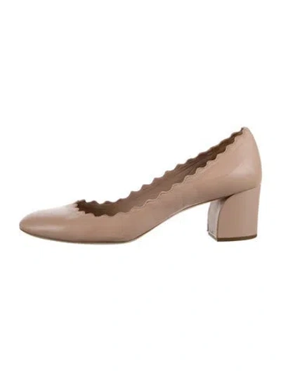 Pre-owned Chloé Leather Scalloped Accent Pumps In Neutral