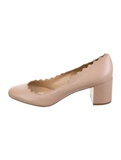 Pre-owned Chloé Leather Scalloped Accent Pumps In Neutrals