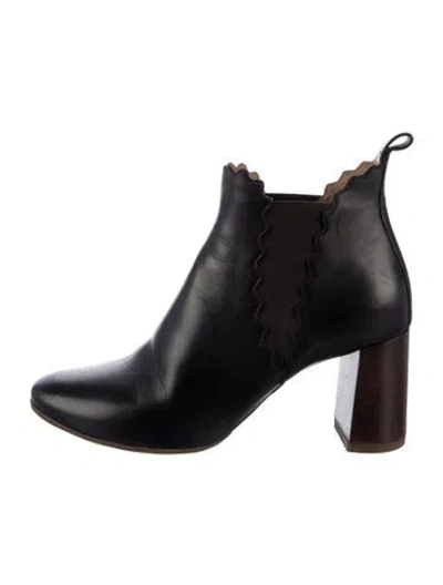 Pre-owned Chloé Leather Scalloped Accent Slingback Pumps In Blue